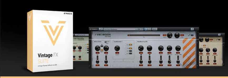 Vintage Effects Suite retail box and its interfaces